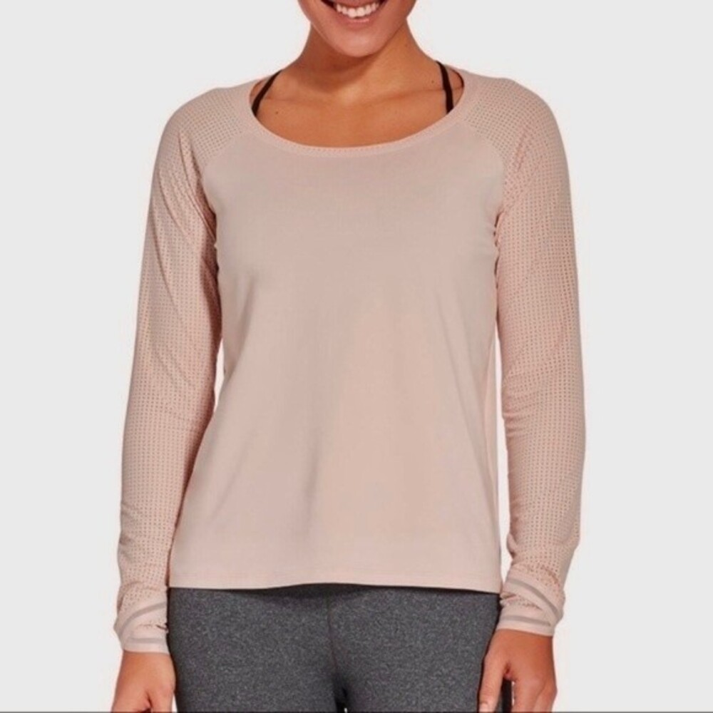 CALIA Move Mesh Long Sleeve Top in Peach Whip S